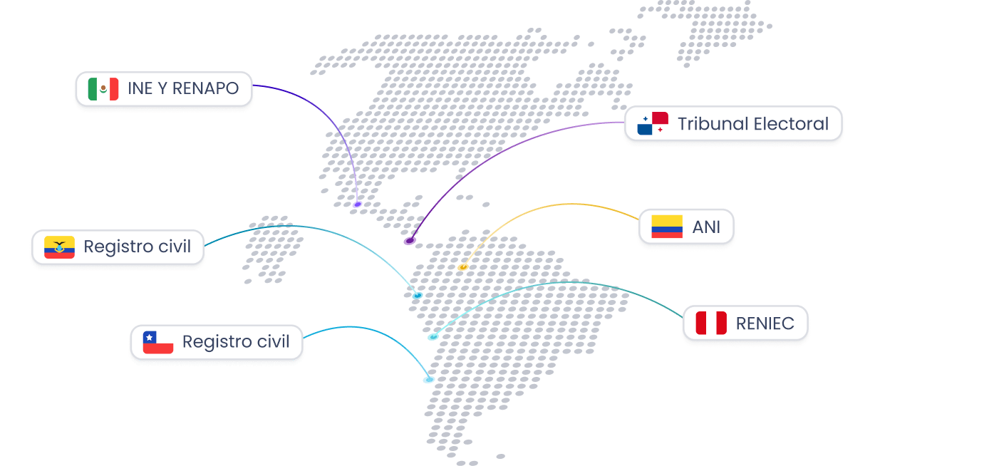 Ilustración de conexiones con bases gubernamentales de países