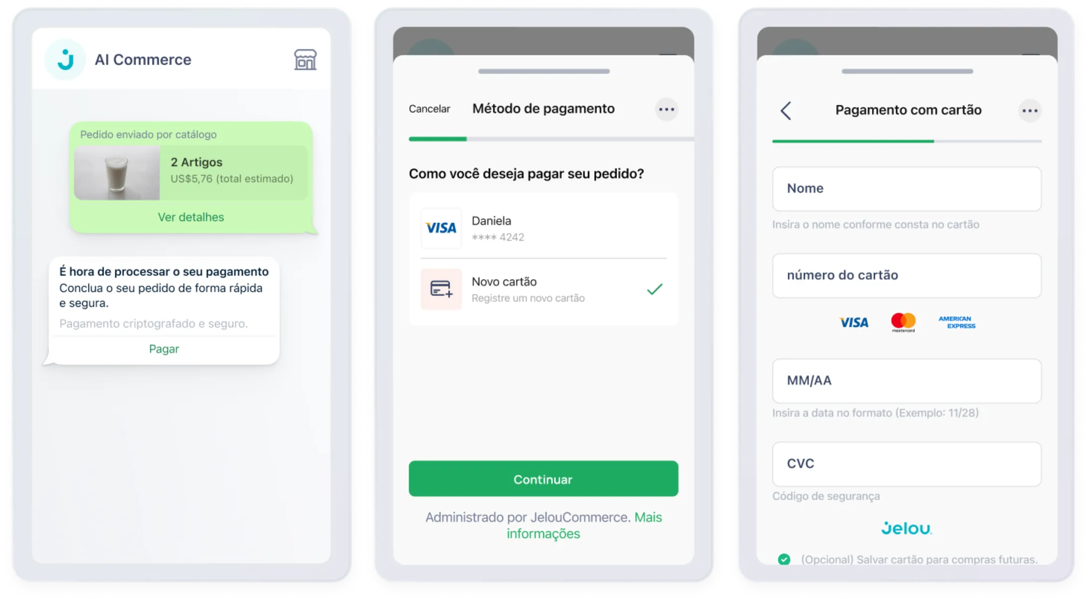 Fluxo de pagamento direto dentro do WhatsApp
